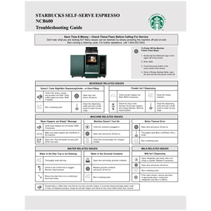 WPS Self-Serve Espresso NCB600 Troubleshooting Guide